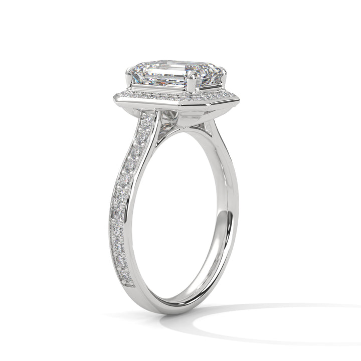 2.46 CT Emerald Halo Solitaire Diamond Ring
