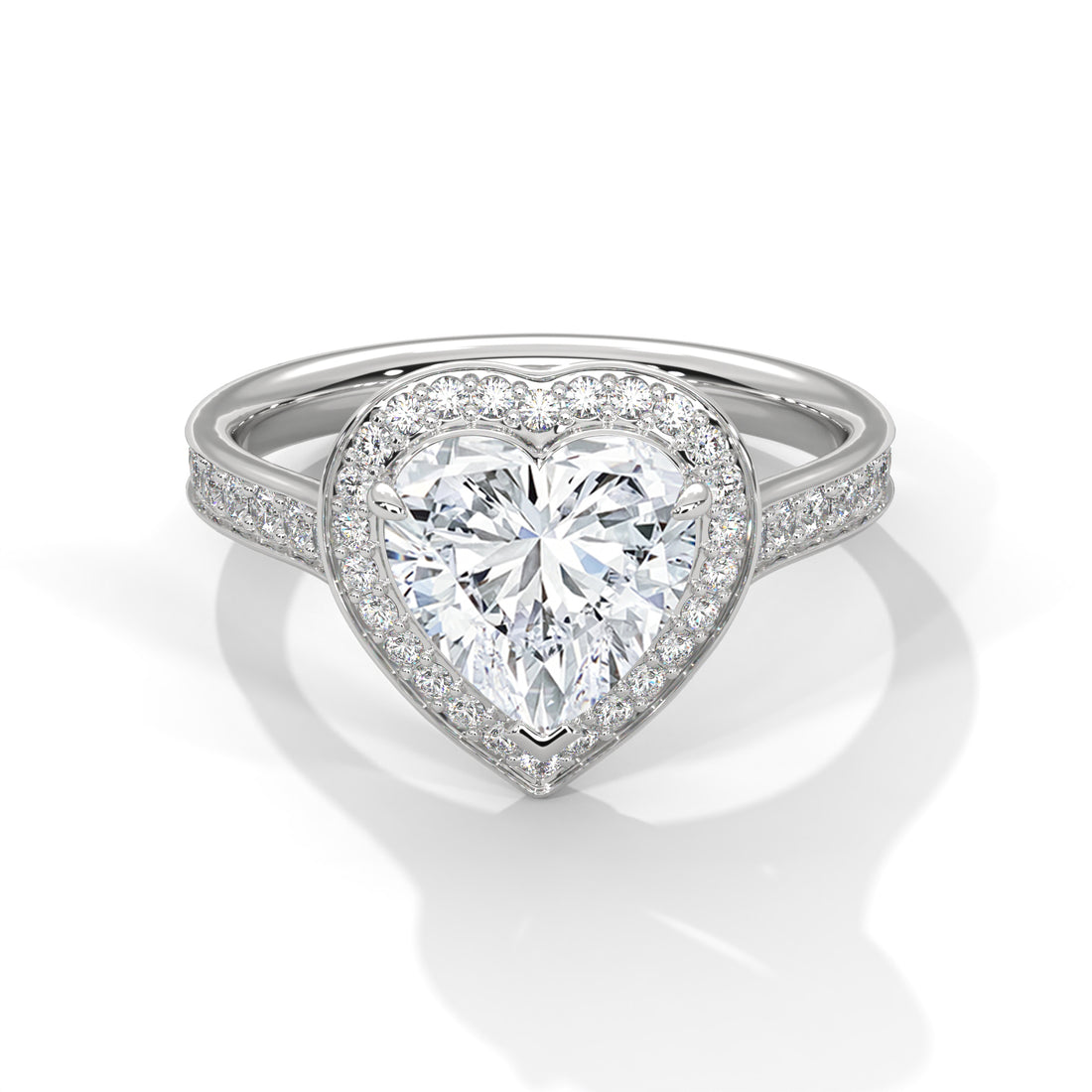 2.47 Heart Shape Halo Solitaire Diamond Ring