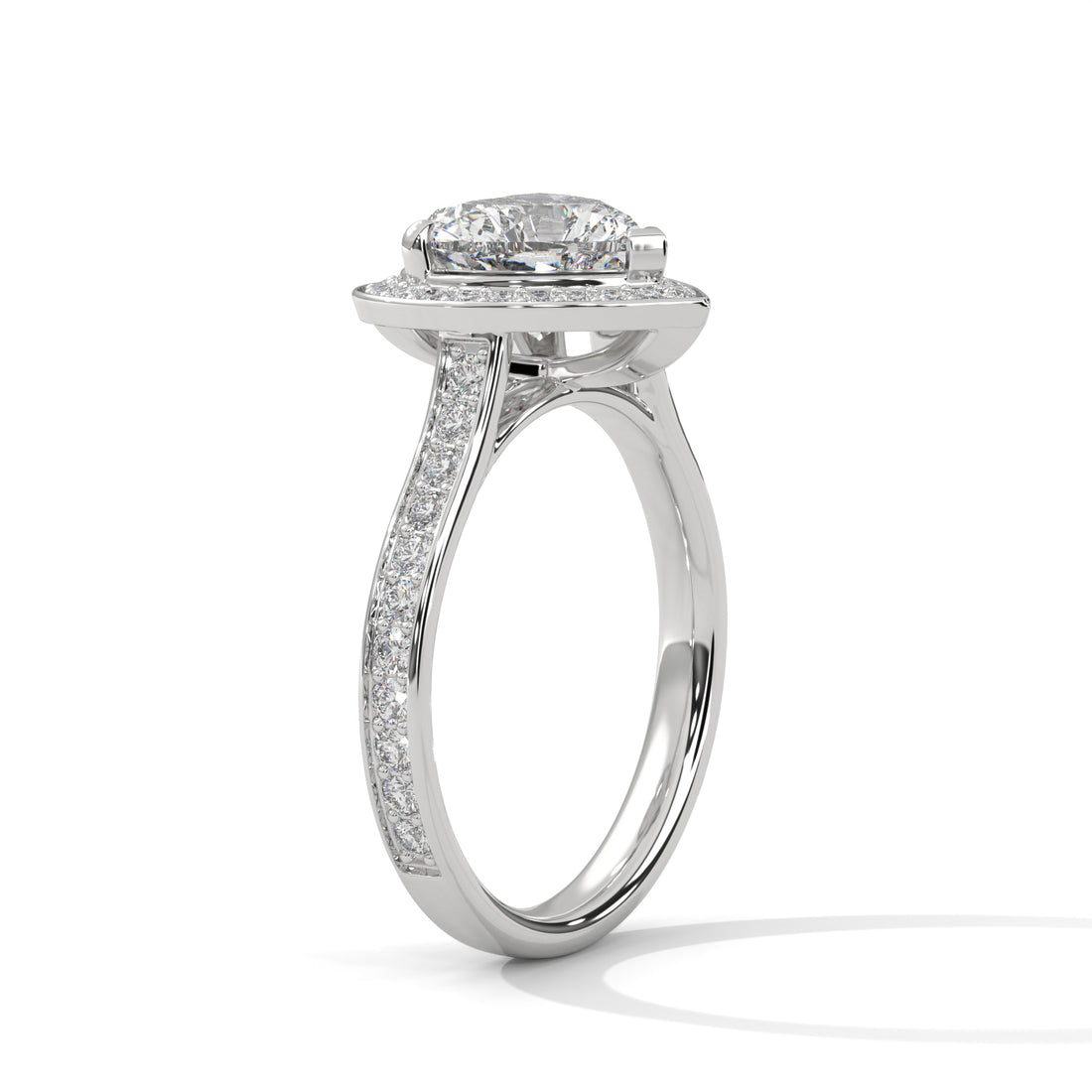 2.47 Heart Shape Halo Solitaire Diamond Ring
