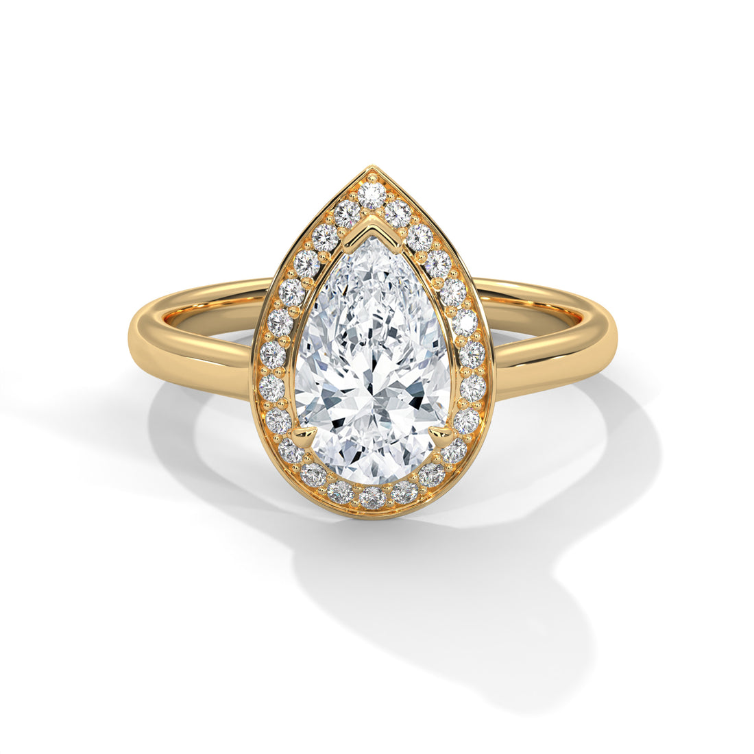 1.85 CT Pear Shape Halo Solitaire Diamond Ring