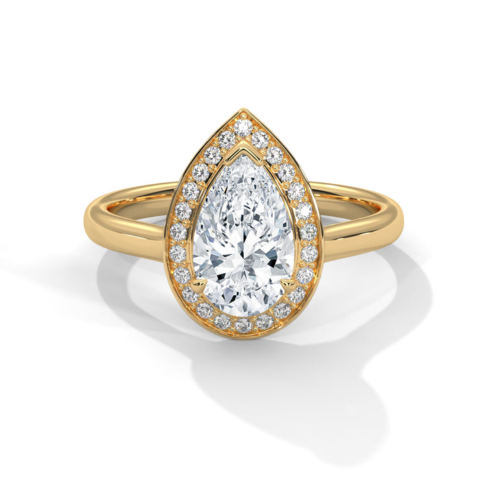 1.85 CT Pear Shape Halo Solitaire Diamond Ring