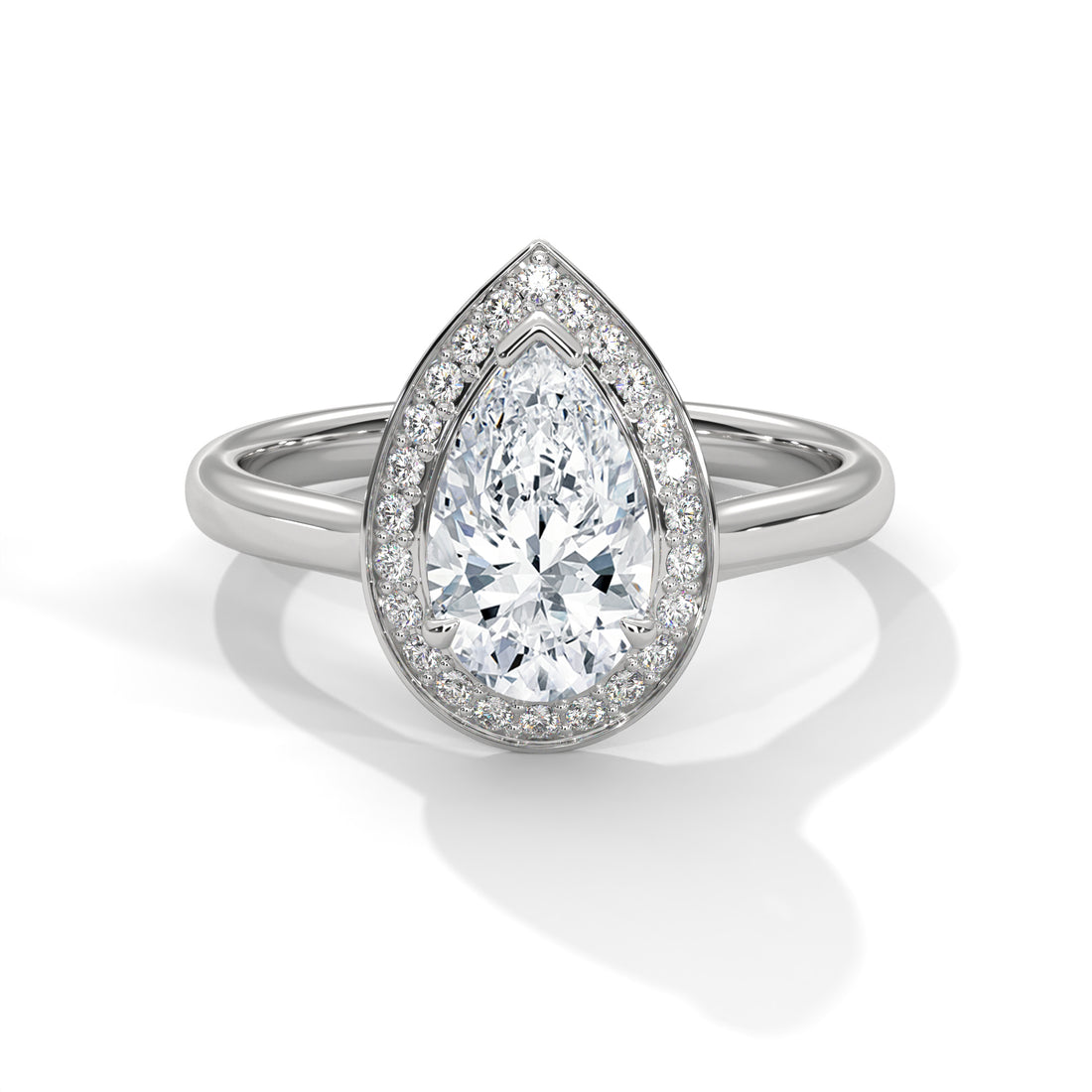 1.85 CT Pear Shape Halo Solitaire Diamond Ring