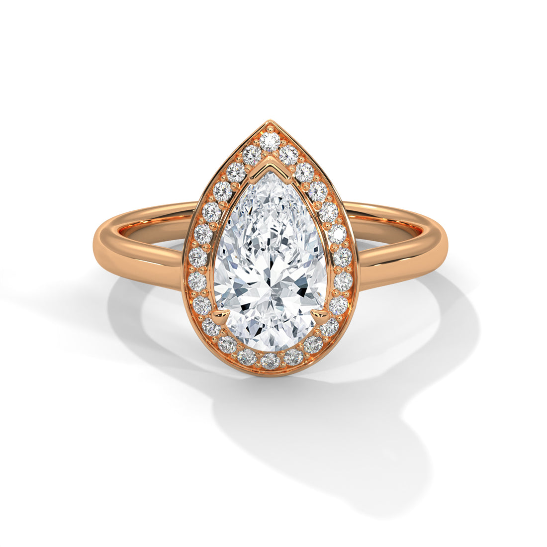 1.85 CT Pear Shape Halo Solitaire Diamond Ring