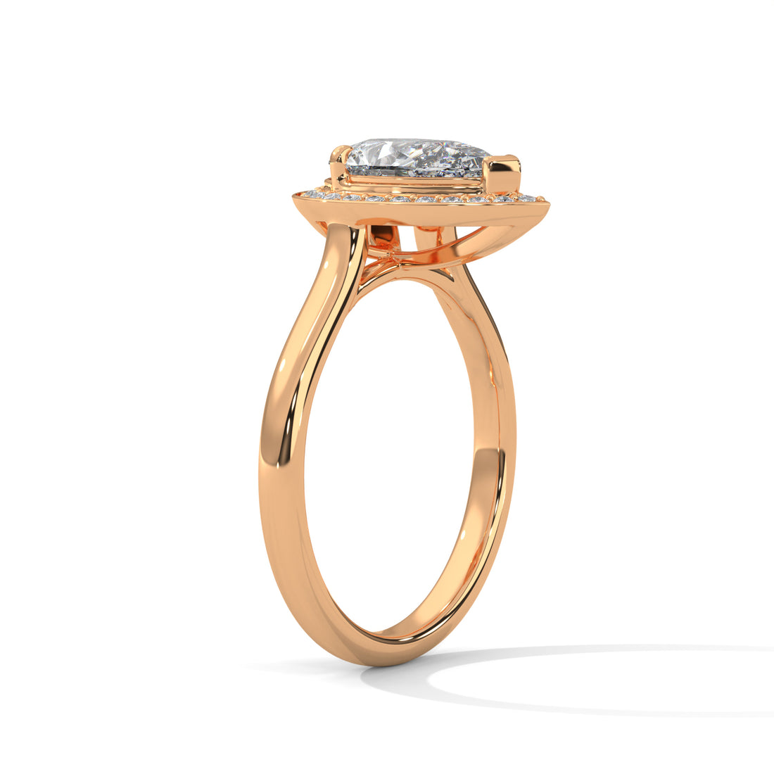 1.85 CT Pear Shape Halo Solitaire Diamond Ring