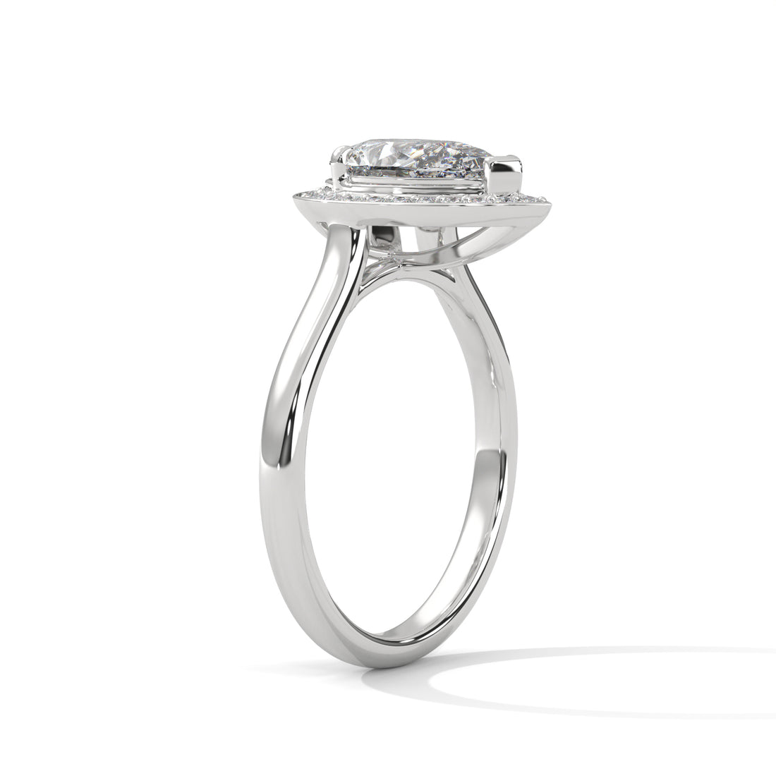 1.85 CT Pear Shape Halo Solitaire Diamond Ring