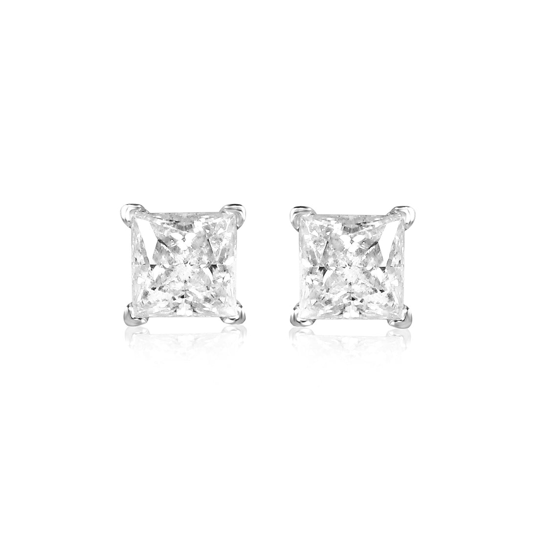1ct Square Princess Cut Moissanite Diamond Stud Earring for Women