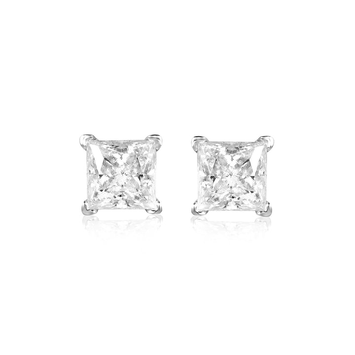 1ct Square Princess Cut Moissanite Diamond Stud Earring for Women