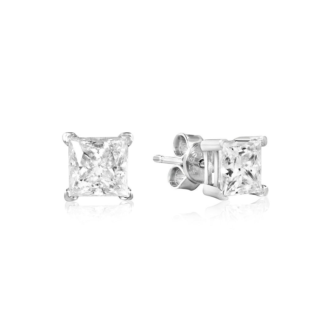 1ct Square Princess Cut Moissanite Diamond Stud Earring for Women