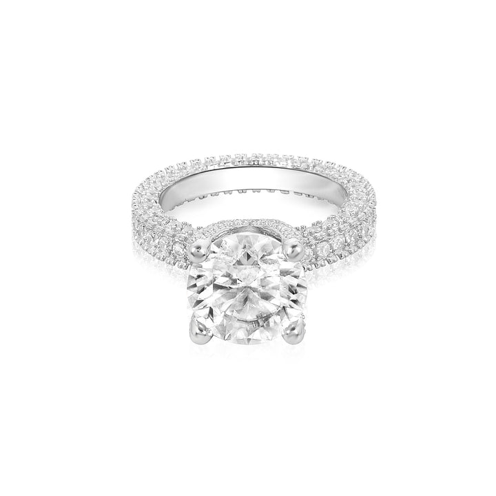 5ct Halo Classic Round Shape Moissanite Engagement Rings 925 Sterling Silver for Women Men