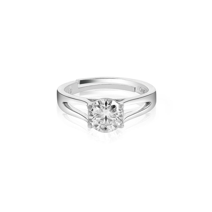Moissanite Split Shank Solitaire - 1 Carat In 14K White Gold Plated (Adjustable)