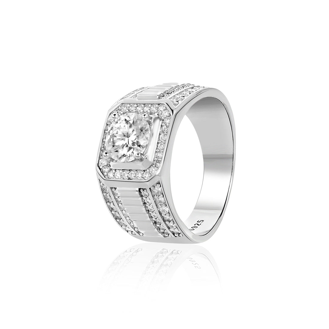 Moissanite Men's Ring 925 Sterling Silver 1 Ct Carat for Wedding Jewelry