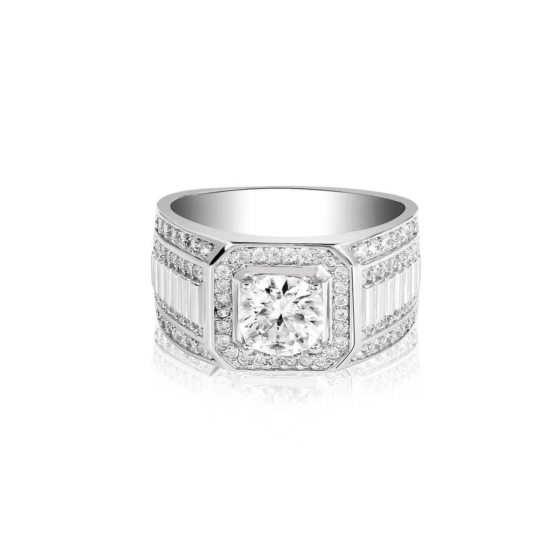 Moissanite Men's Ring 925 Sterling Silver 1 Ct Carat for Wedding Jewelry