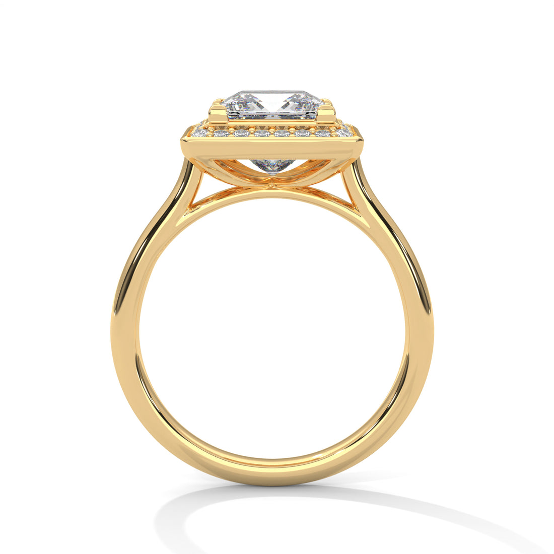 1.18 CT Princess Cut Halo Solitaire Diamond Ring