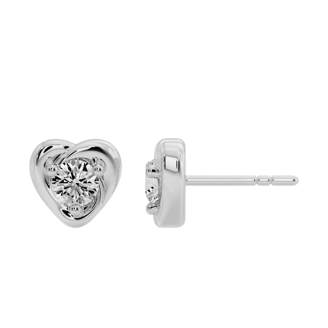 Tiny Heart Solitaire Earrings in 14k Gold Plated