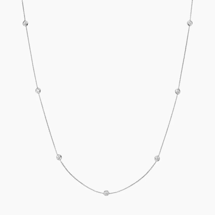 1 CT Round Cut Station Moissanite Necklace Gold Plated