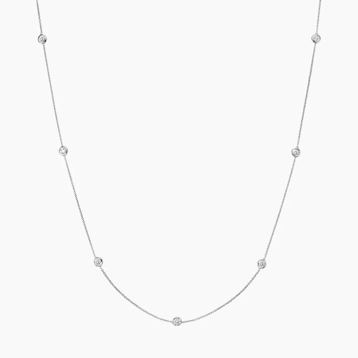 1 CT Round Cut Station Moissanite Necklace