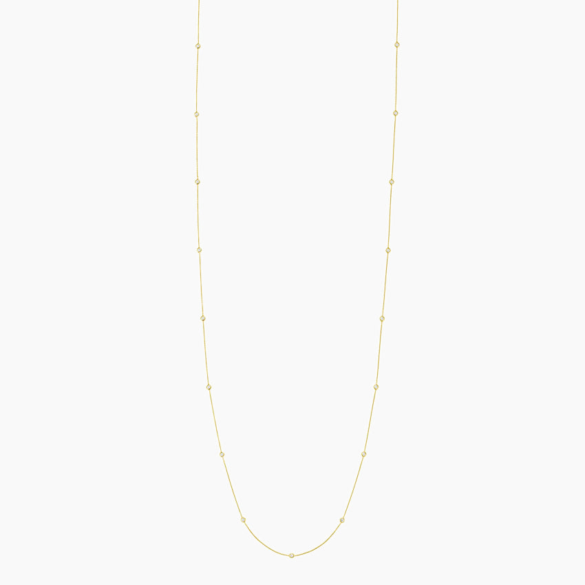 1 CT Round Cut Bezel Station Moissanite 36 Inch Necklace Gold Plated