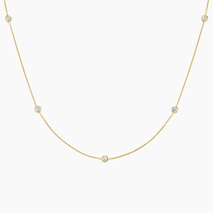 1 CT Round Cut Bezel Station Moissanite 36 Inch Necklace