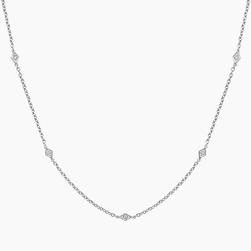 0.50 CT Round Cut Station Moissanite Necklace Gold Plated