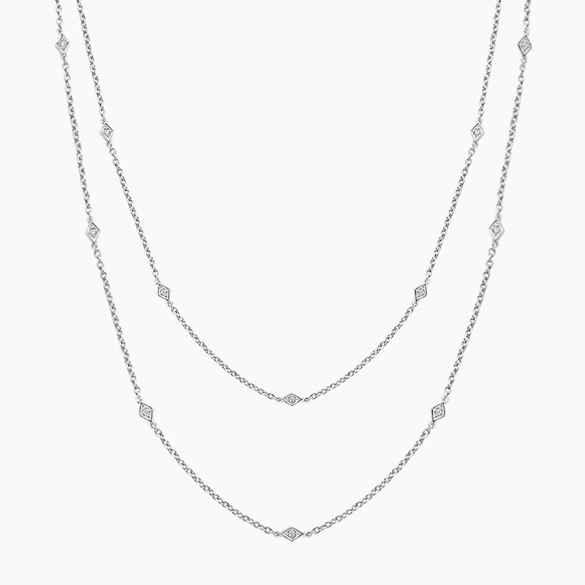 0.50 CT Round Cut Station Moissanite Necklace Gold Plated