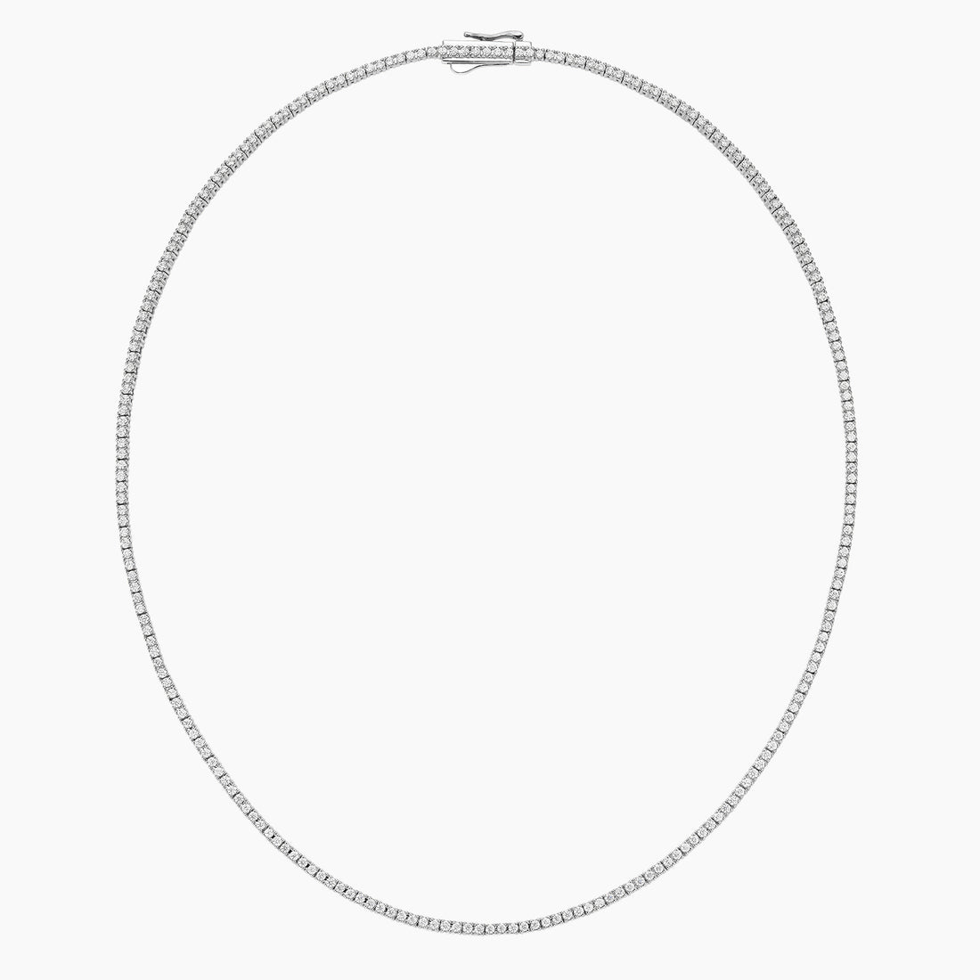 3 CT Round Cut Moissanite Diamond Four Prong Tennis Silver Necklace