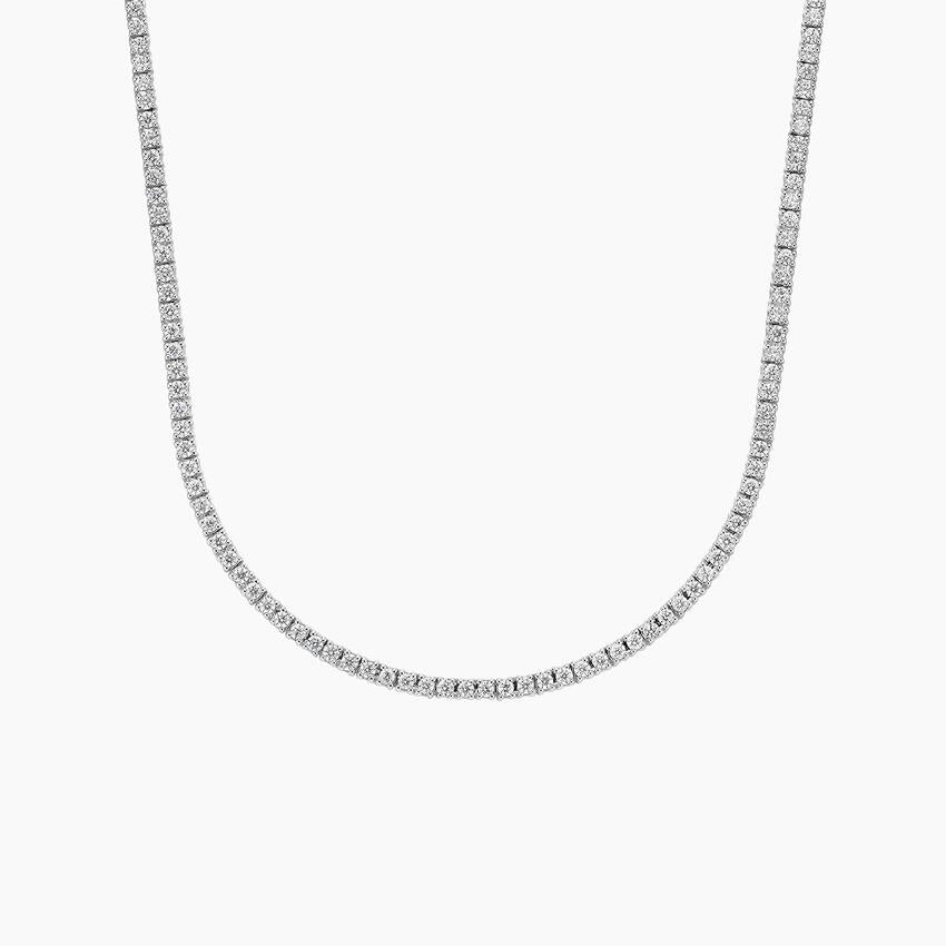 3 CT Round Cut Moissanite Diamond Four Prong Tennis Silver Necklace