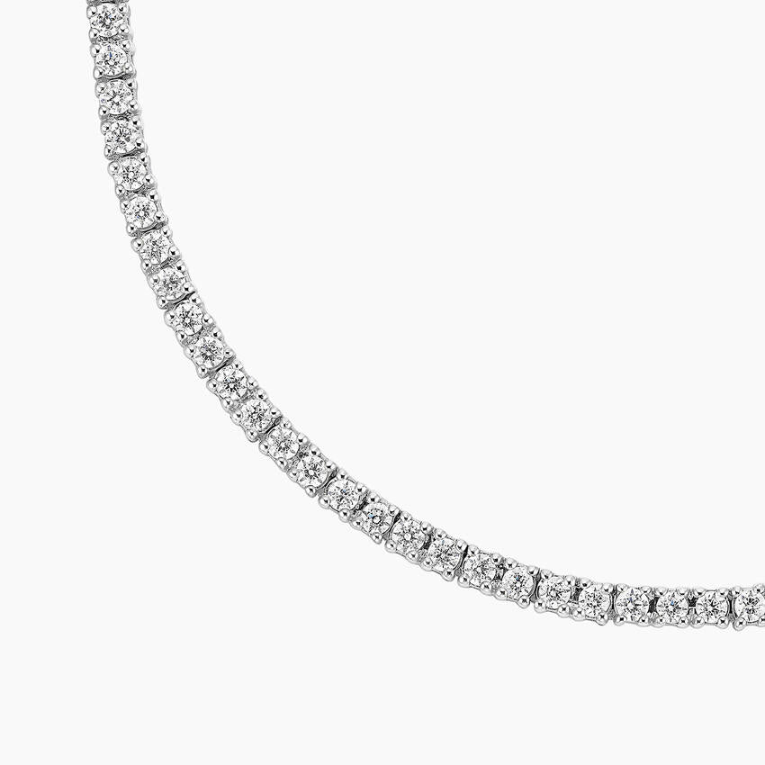 3 CT Round Cut Moissanite Diamond Four Prong Tennis Silver Necklace