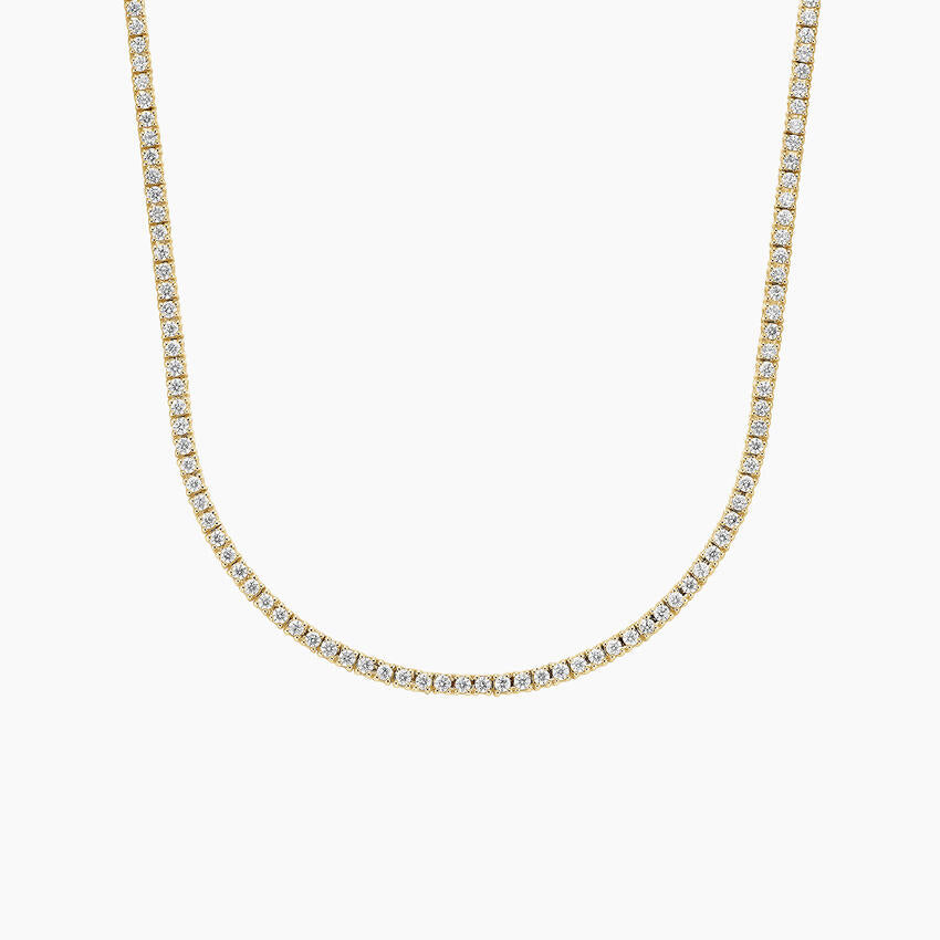 3 CT Round Cut Moissanite Diamond Four Prong Tennis Silver Necklace