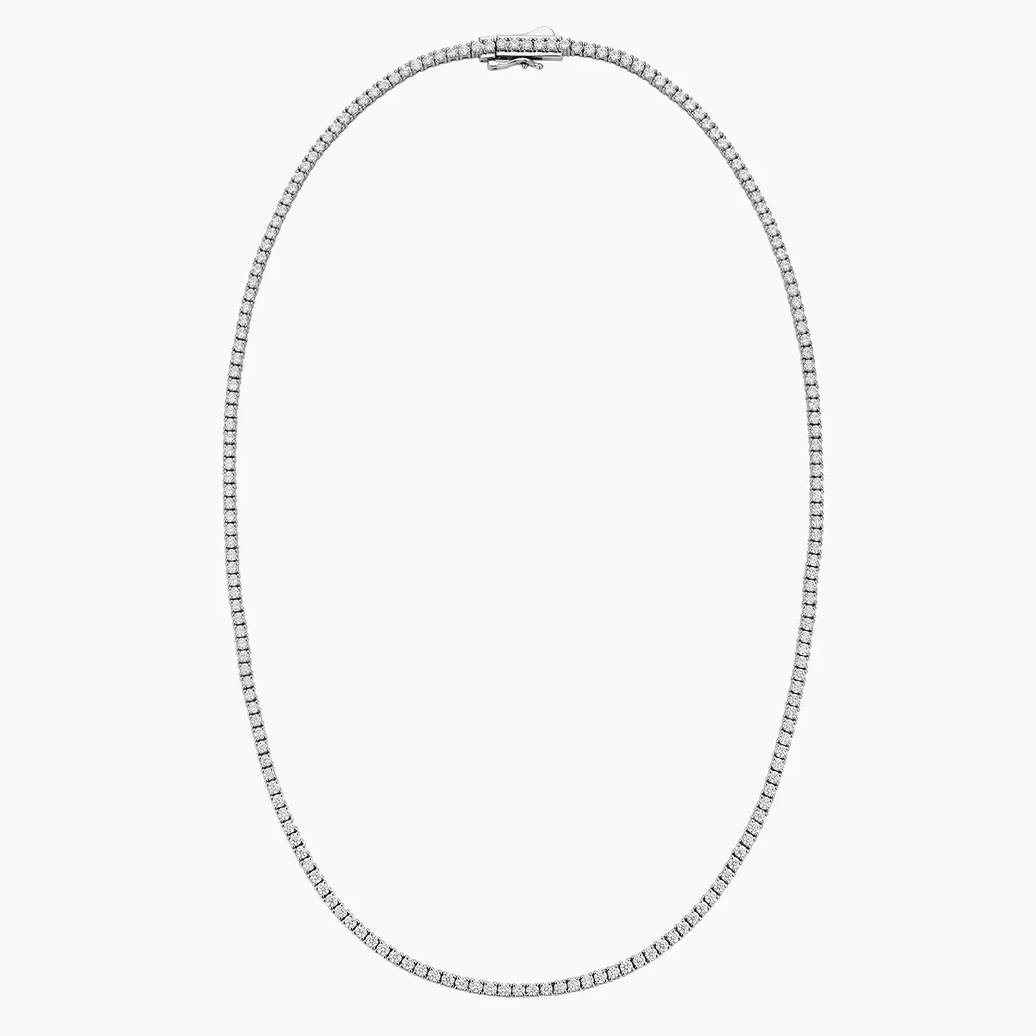 5 CT Round Cut Moissanite Diamond Four Prong Tennis Silver Necklace