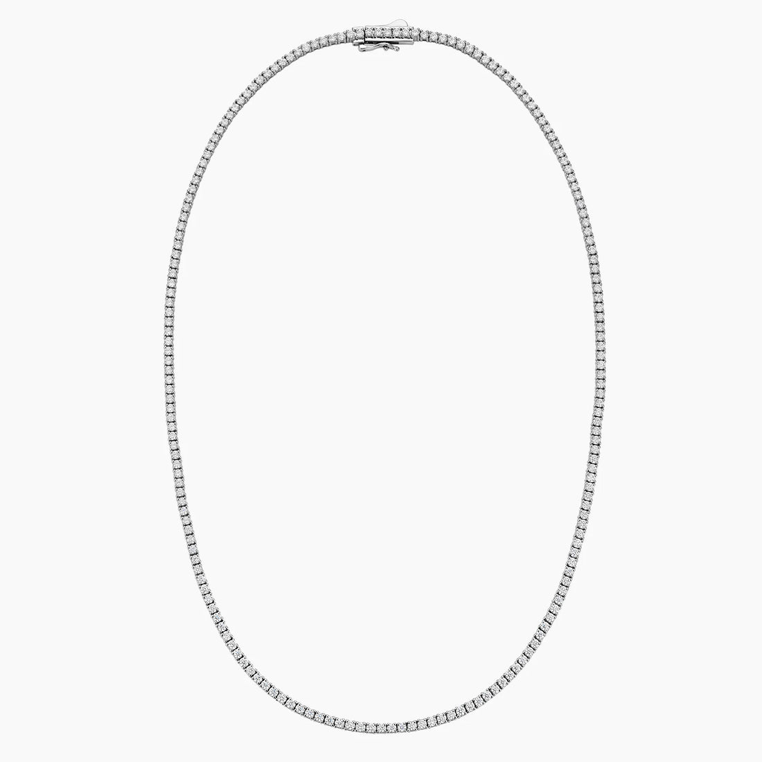 5 CT Round Cut Moissanite Diamond Four Prong Tennis Silver Necklace