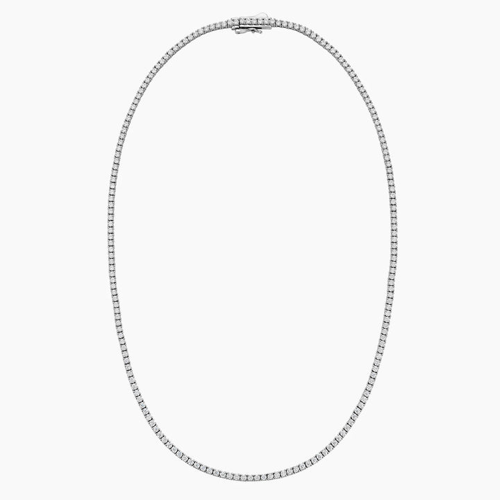 5 CT Round Cut Moissanite Diamond Four Prong Tennis Silver Necklace