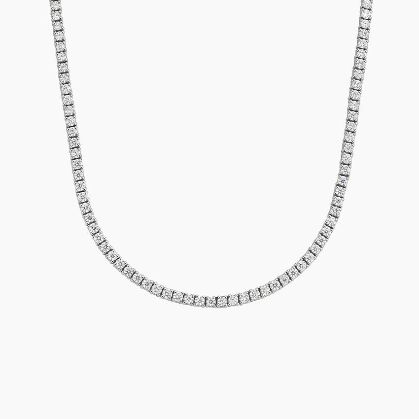 5 CT Round Cut Moissanite Diamond Four Prong Tennis Silver Necklace