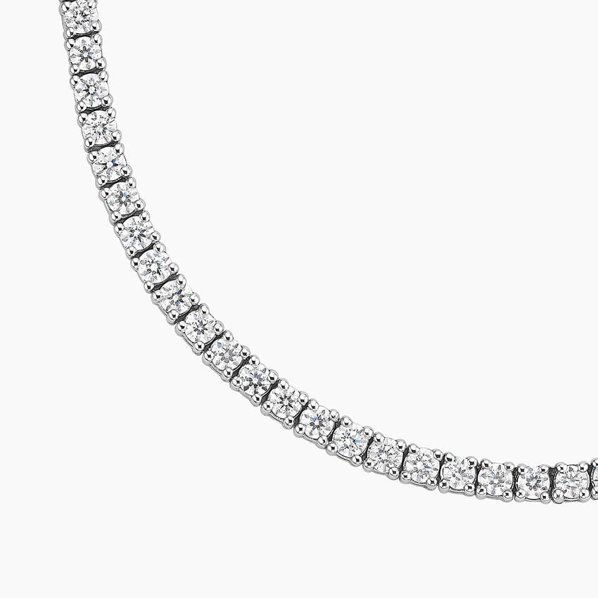 5 CT Round Cut Moissanite Diamond Four Prong Tennis Silver Necklace