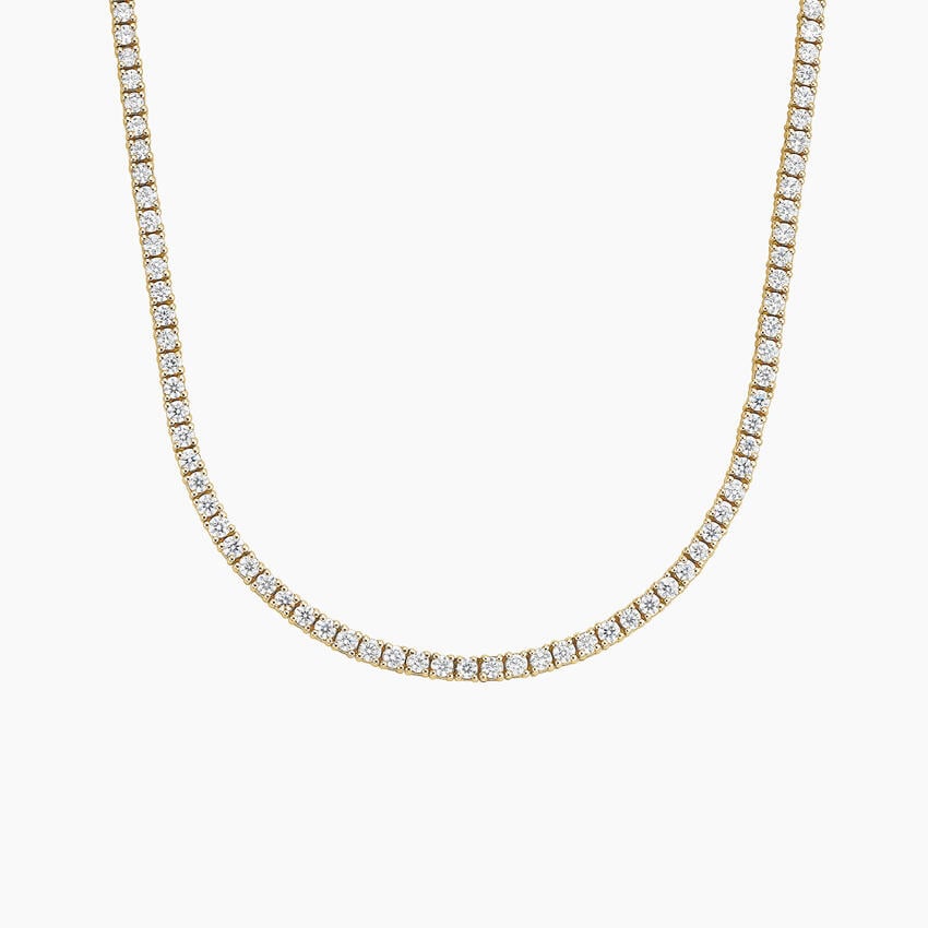 5 CT Round Cut Moissanite Diamond Four Prong Tennis Silver Necklace