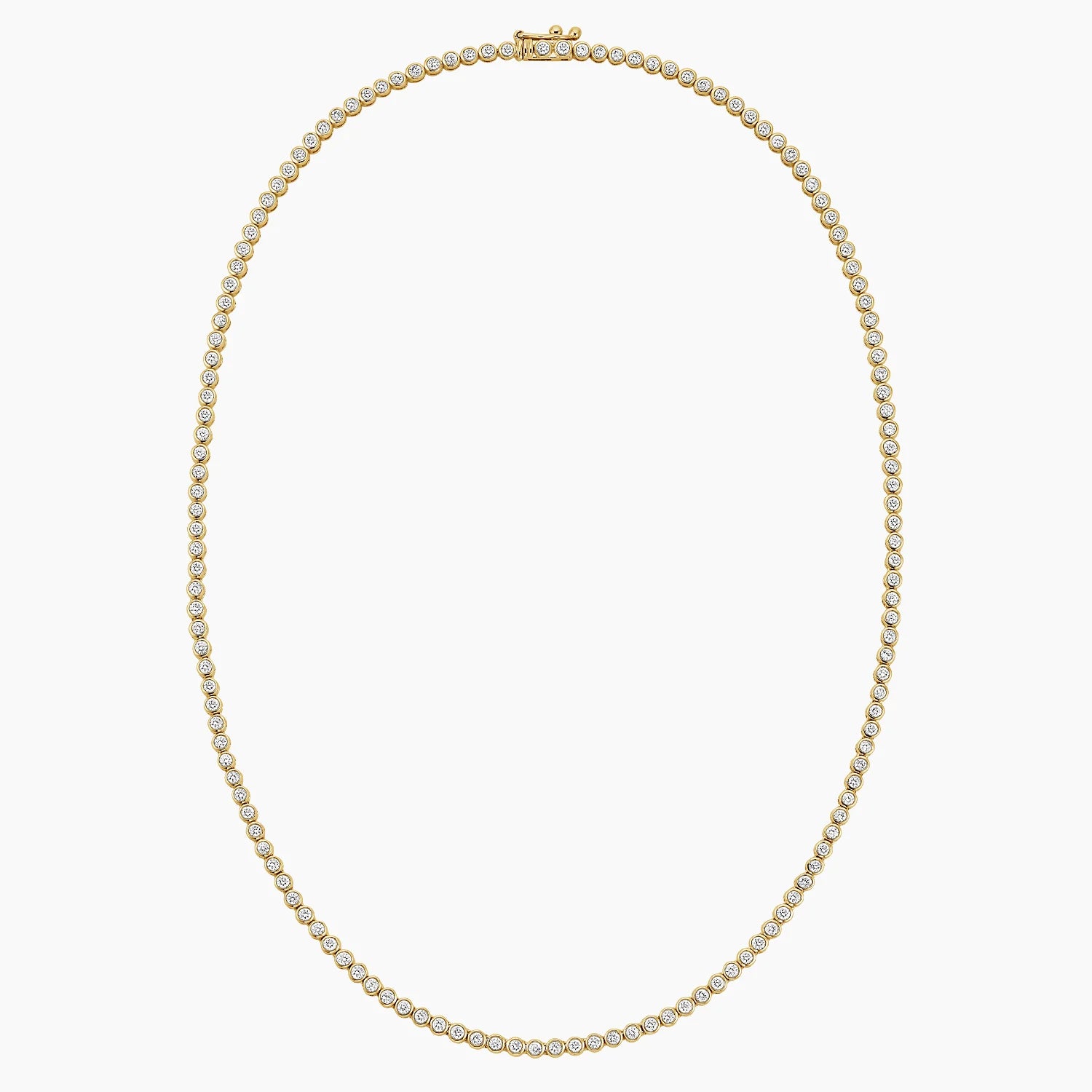 4 CT Round Cut Bezel Moissanite Diamond Tennis Necklace Gold Plated