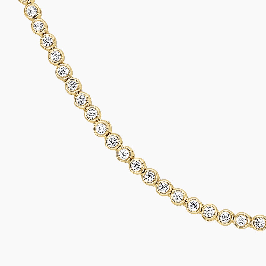 4 CT Round Cut Bezel Moissanite Diamond Tennis Necklace Gold Plated