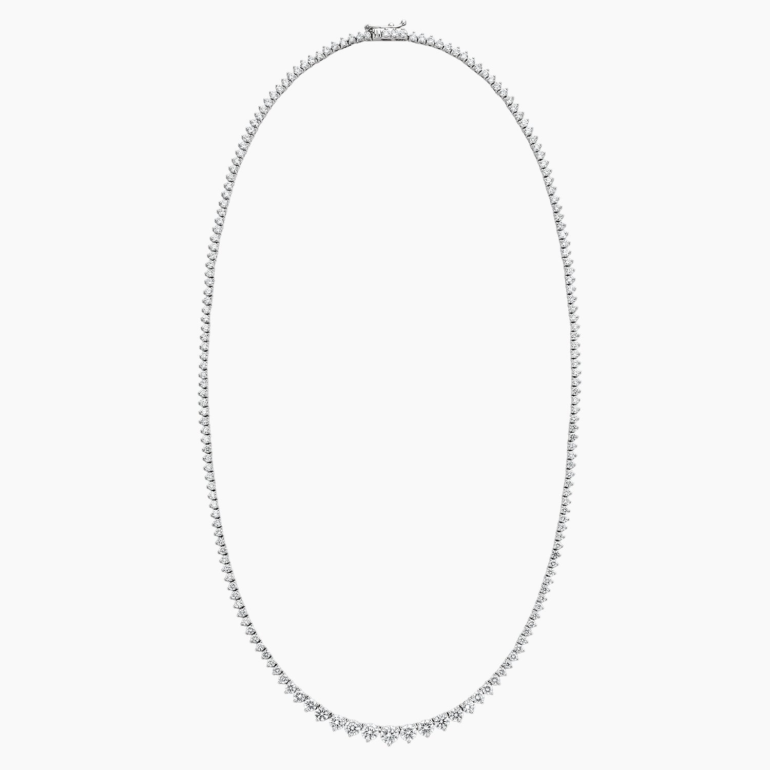 7 CT Round Cut Graduation Moissanite Diamond Three Prong Tennis Silver Necklace
