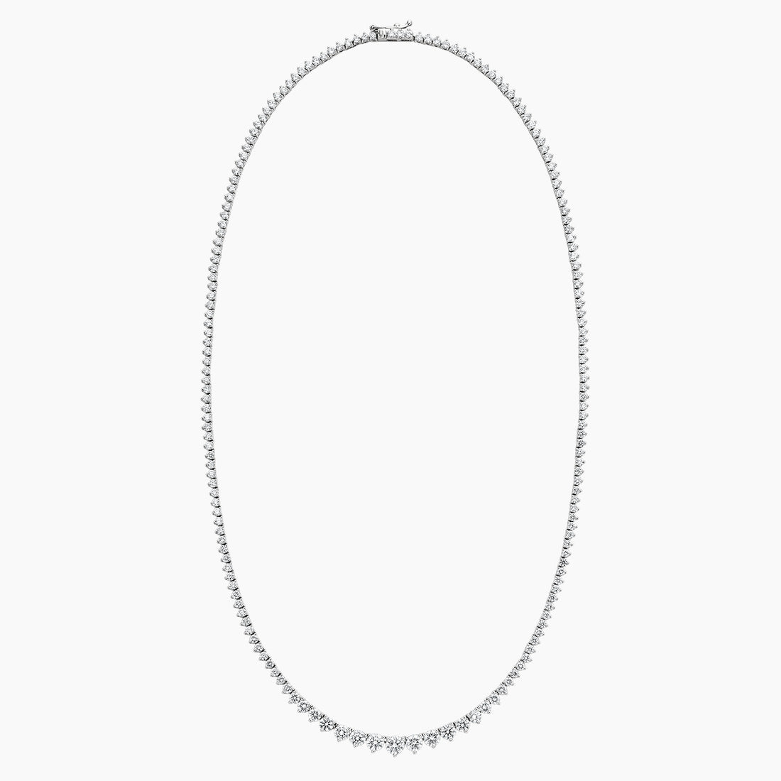 7 CT Round Cut Graduation Moissanite Diamond Three Prong Tennis Silver Necklace