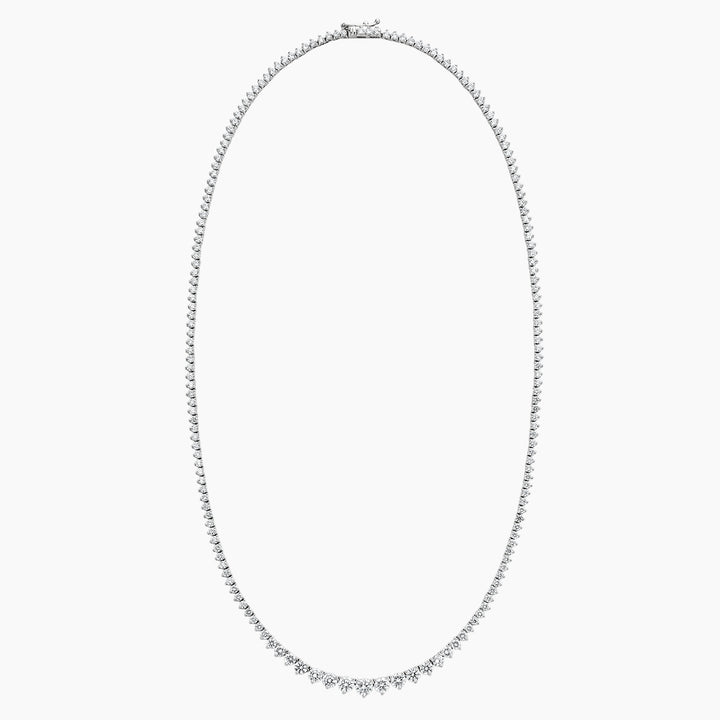 7 CT Round Cut Graduation Moissanite Diamond Three Prong Tennis Silver Necklace
