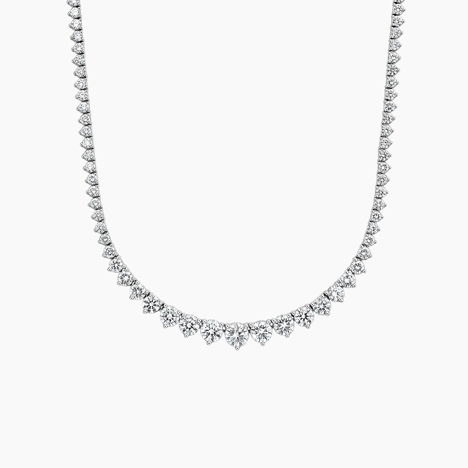 7 CT Round Cut Graduation Moissanite Diamond Three Prong Tennis Silver Necklace