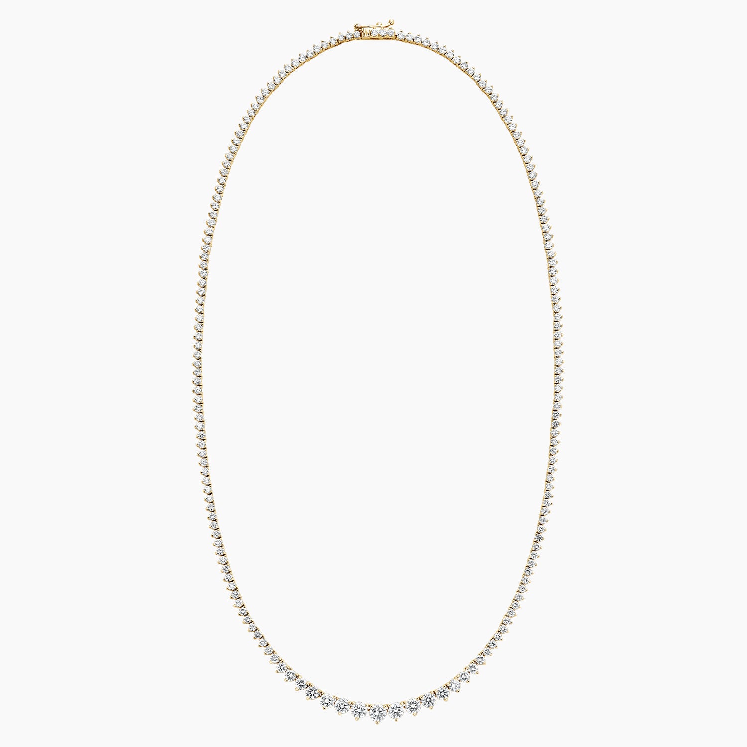 7 CT Round Cut Graduation Moissanite Diamond Three Prong Tennis Silver Necklace