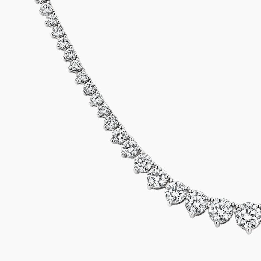 7 CT Round Cut Graduation Moissanite Diamond Three Prong Tennis Silver Necklace