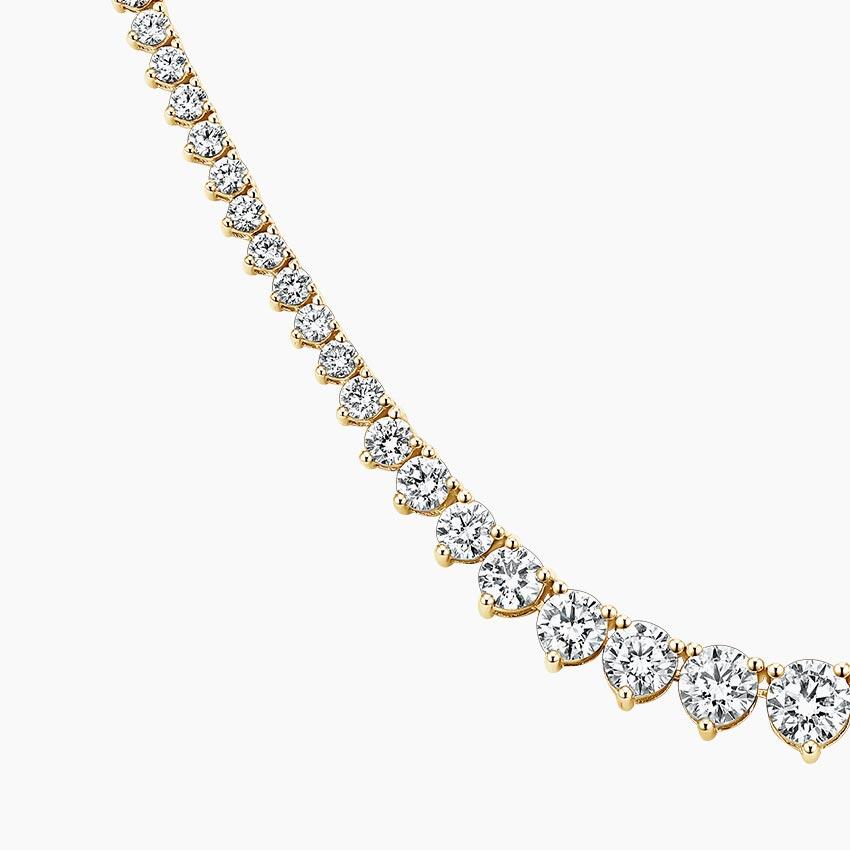 7 CT Round Cut Graduation Moissanite Diamond Three Prong Tennis Silver Necklace