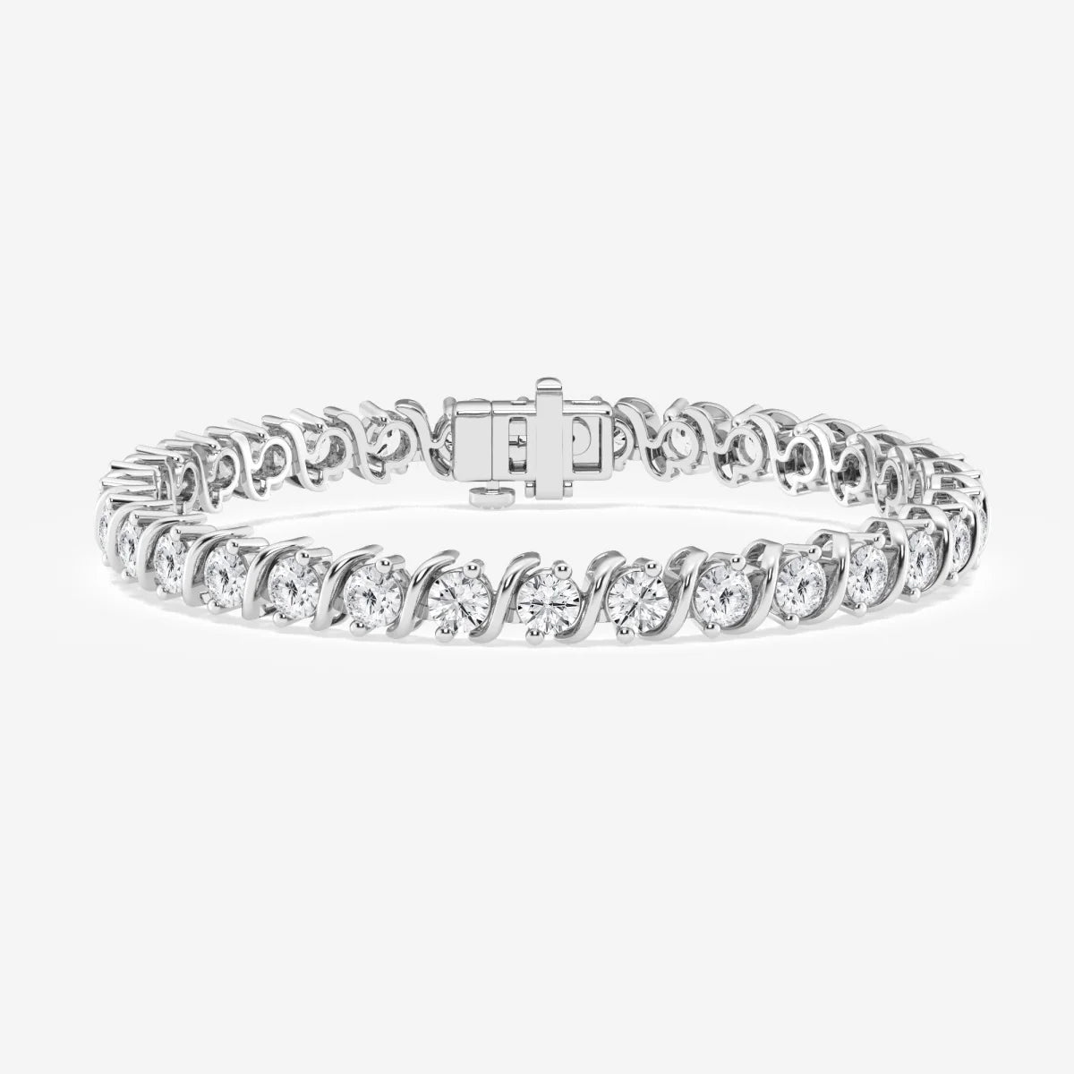 Round Cut Moissanite Diamond "S" Tennis Bracelet in 14K Yellow Plated