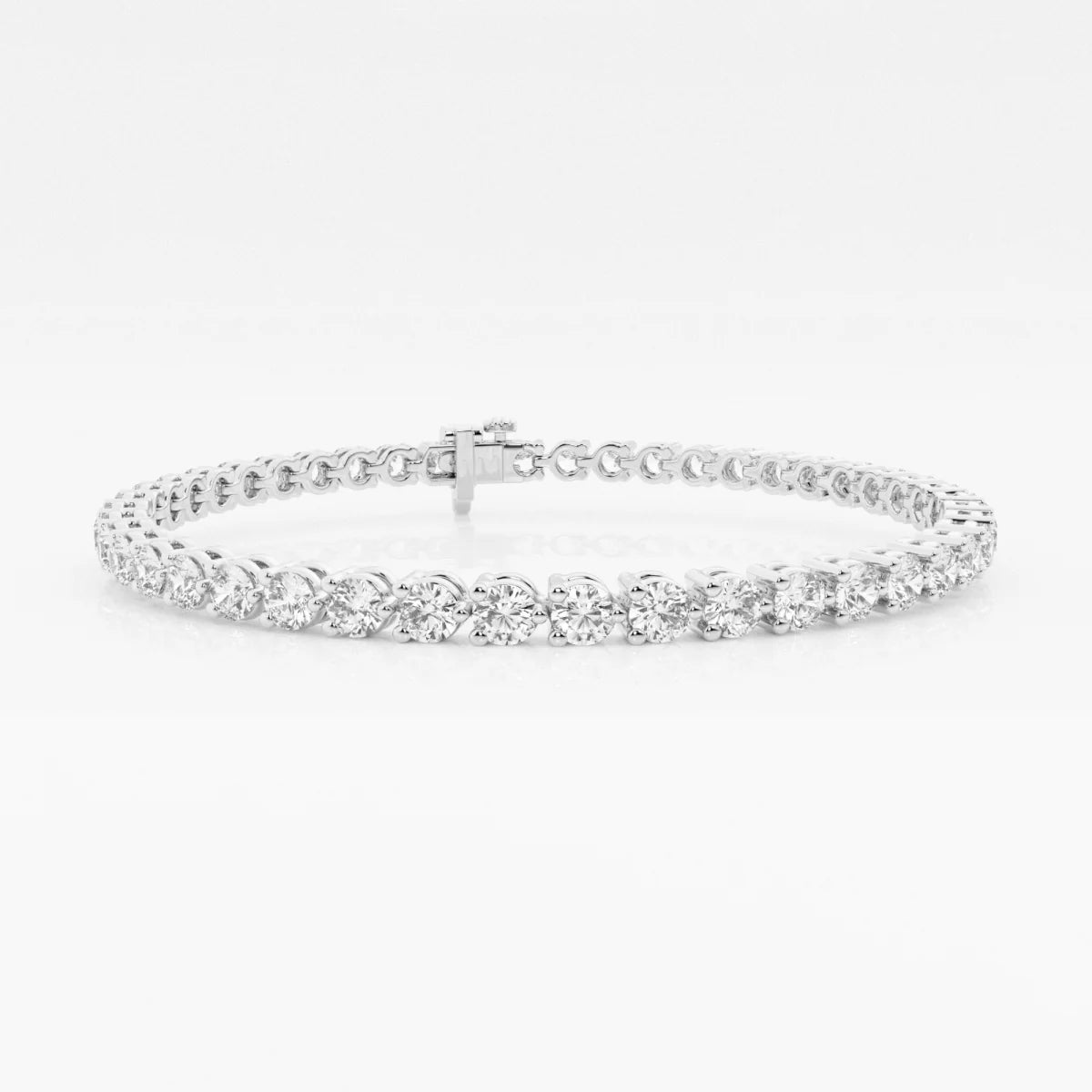 Round Cut Moissanite Diamond Three Prong Tennis Bracelet in 14K Yellow Plated