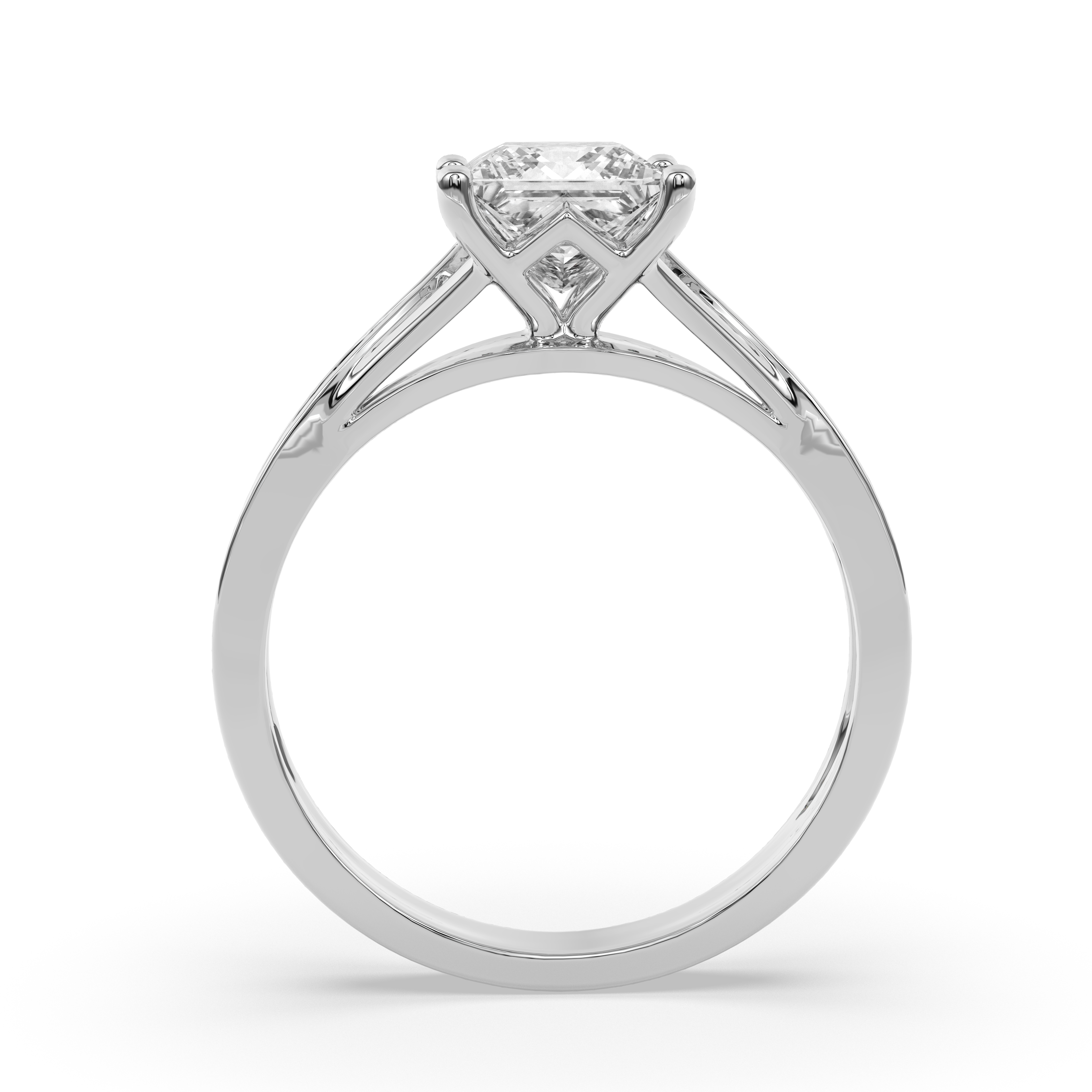 1.03 CARAT Square Moissanite Solitaire with Side Accents Engagement Ring in 14K Yellow Gold Plated