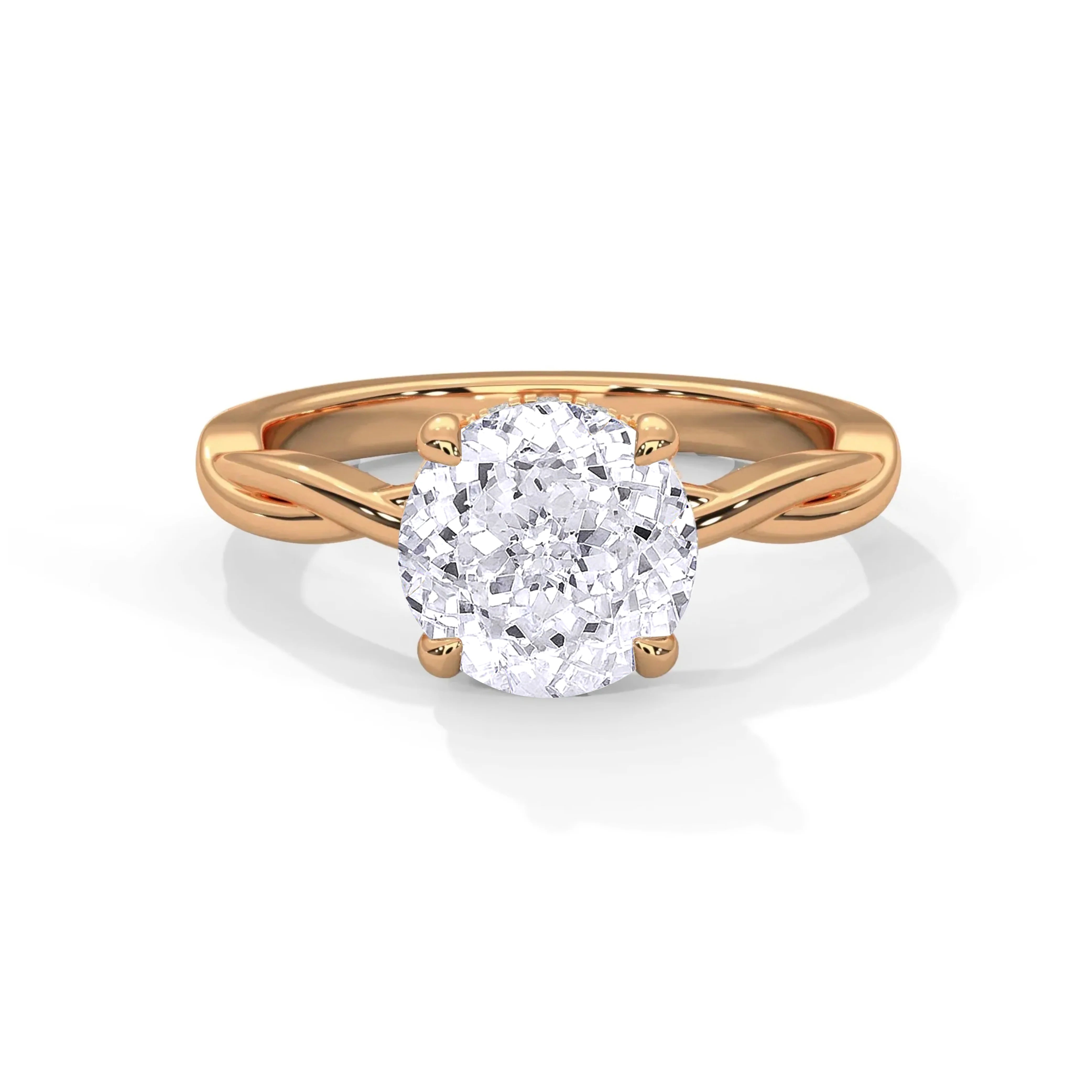 1.1 CT Round Portuguese Cut Moissanite Infinity Twist Solitaire Engagement Ring in 925 Sterling Silver