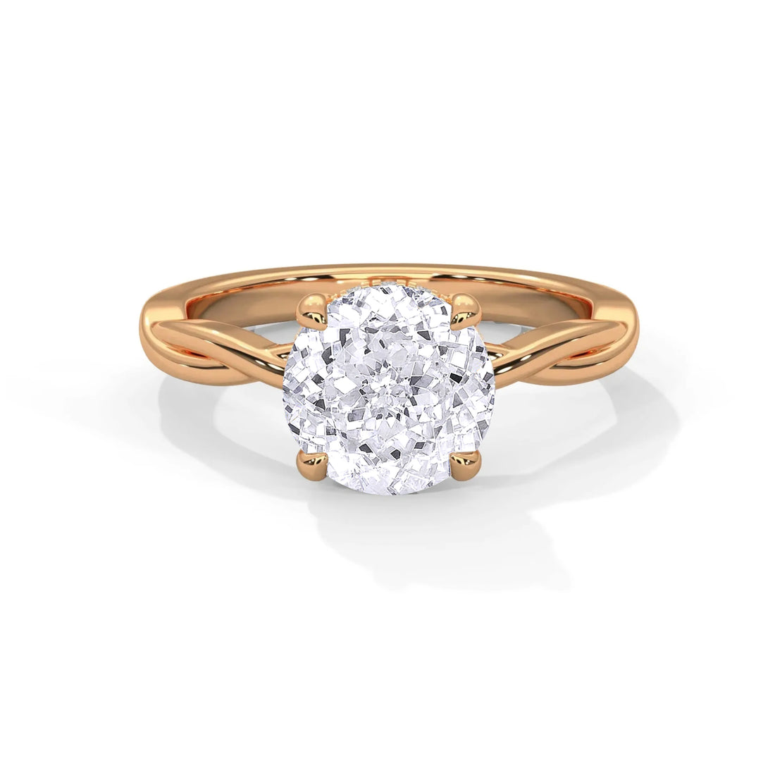 1.1 CT Round Portuguese Cut Moissanite Infinity Twist Solitaire Engagement Ring in 925 Sterling Silver