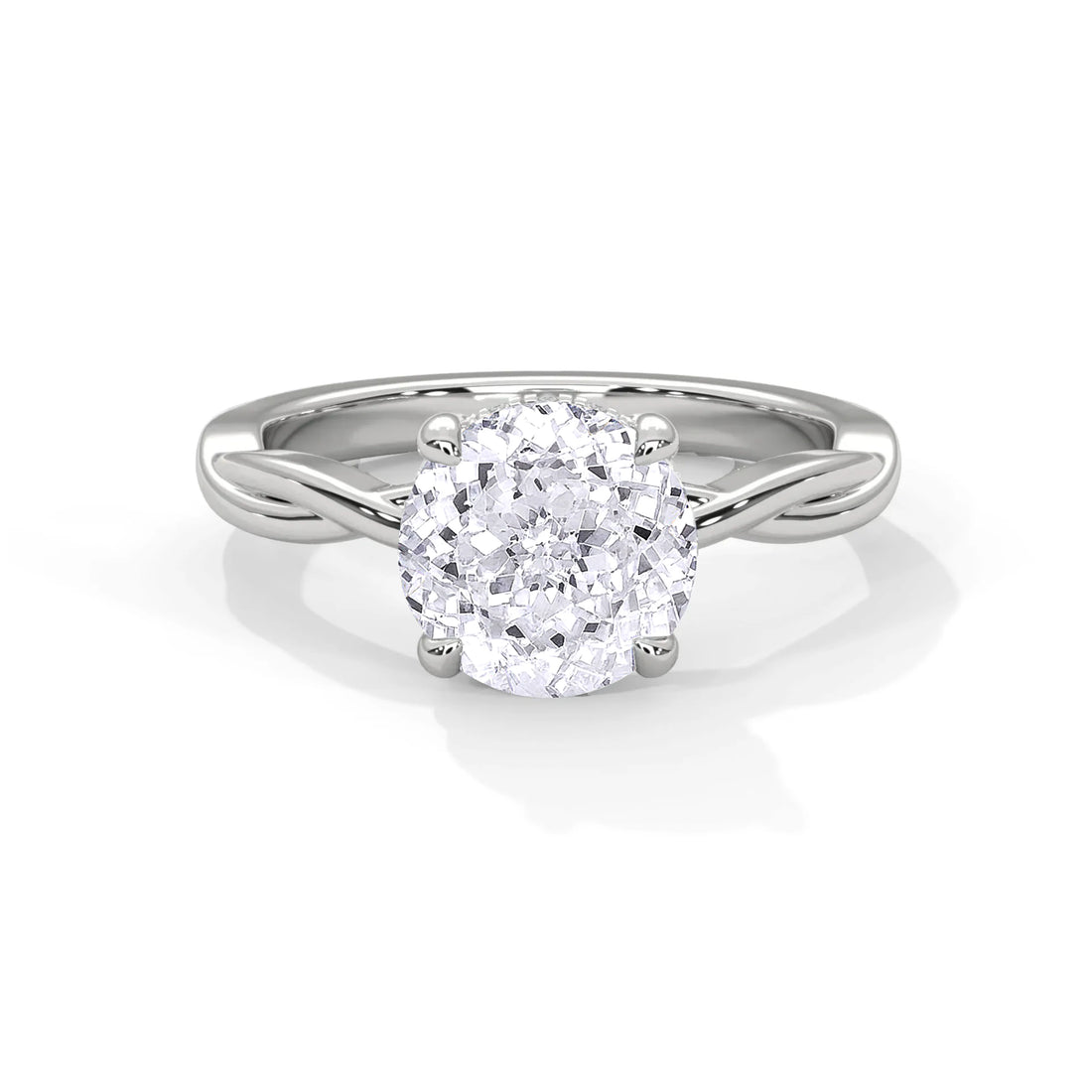 1.1 CT Round Portuguese Cut Moissanite Infinity Twist Solitaire Engagement Ring in 925 Sterling Silver