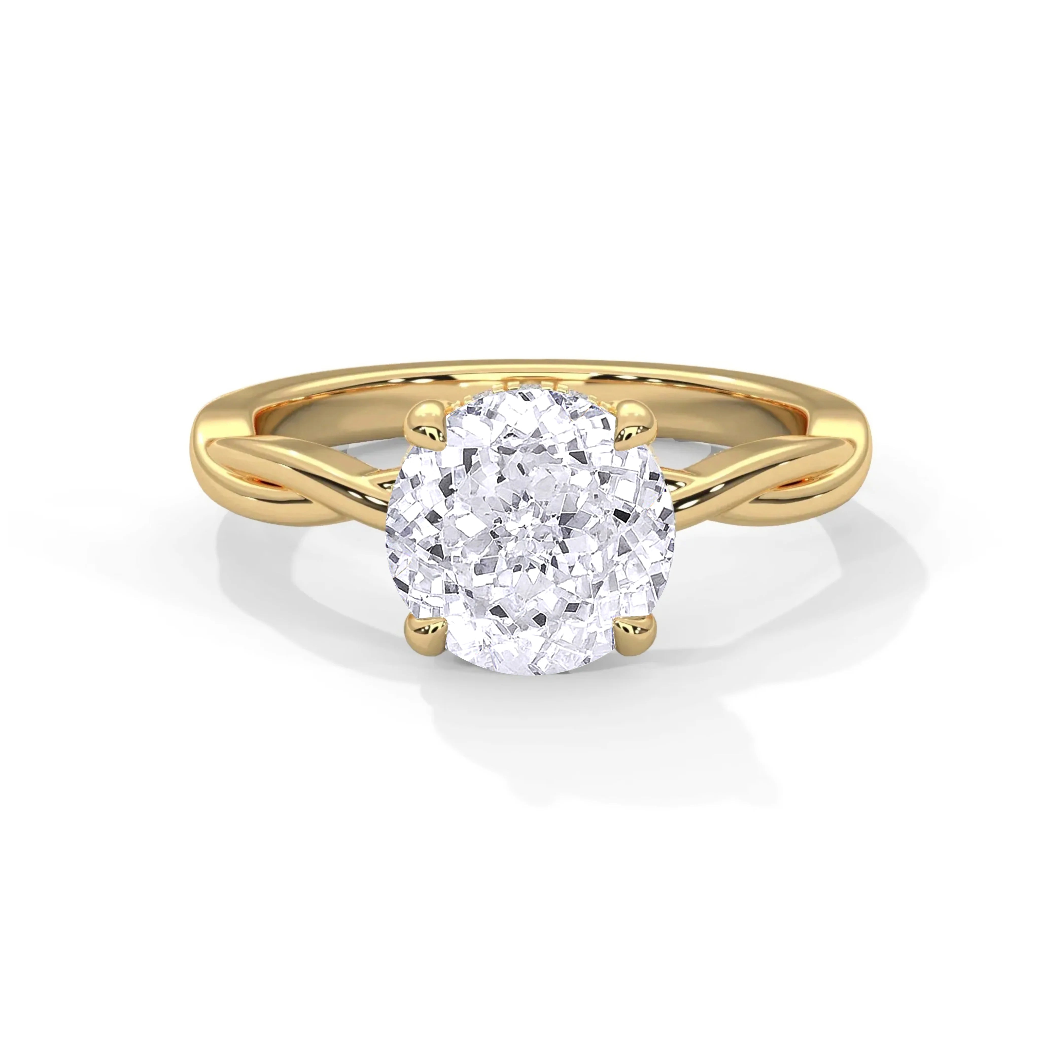 1.1 CT Round Portuguese Cut Moissanite Infinity Twist Solitaire Engagement Ring in 925 Sterling Silver